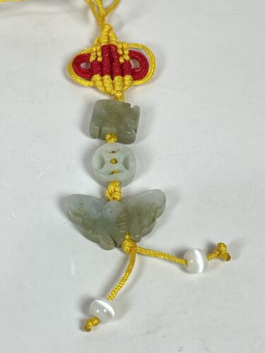 Correa colgante de mariposa de jade natural tallada a mano de 3 piezas anudada para teléfono celular coche - Imagen 2 de 4