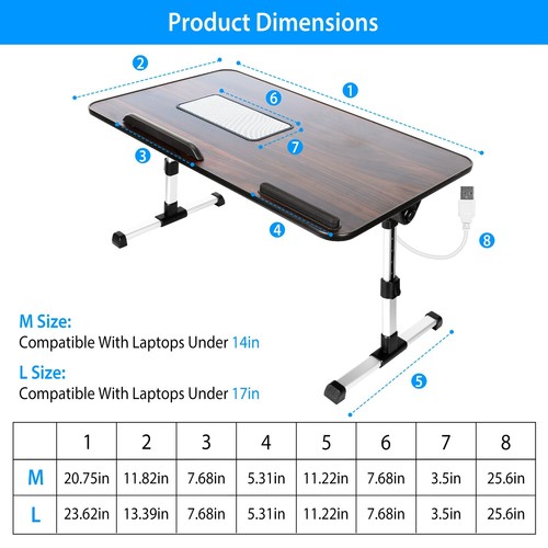 Portable Foldable Notebook Laptop Desk Table Stand Bed sofa Tray Adjustable US - Picture 17 of 134