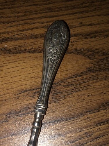 ANTIQUE VINTAGE F & B FOSTER & BAILEY VICTORIAN FLORAL STERLING BUTTON HOOK (LB) - Picture 2 of 10