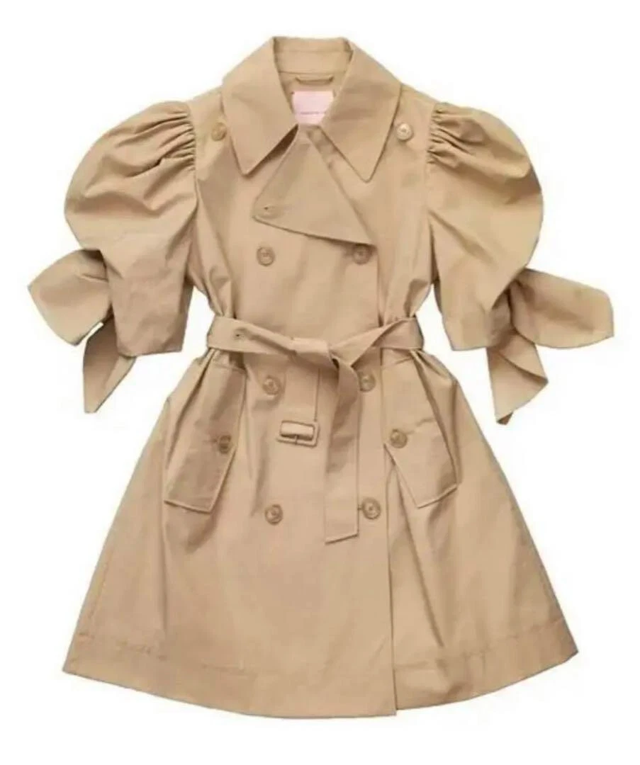 Simone Rocha X H M Puff Sleeve Beige Trench Coat Size S F S NEW