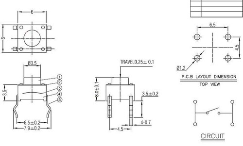 50Pcs Momentary Tactile Tact Push Button Switch 4 Pin DIP 6x6x8mm High 8mm - Picture 5 of 5