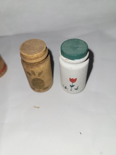 Vtg Wood Miniature Doll House Country Butter Churn Apple Hand Painted Lot Of 10 - Picture 8 of 17