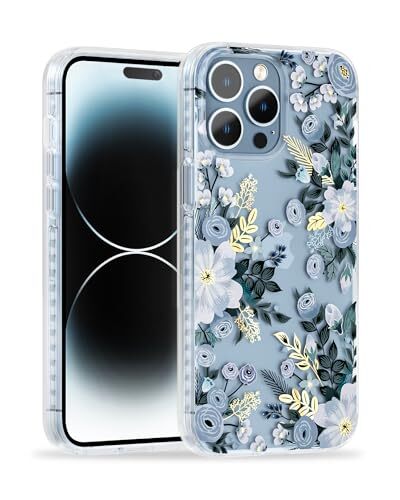 Funda con Diseño Floral, Linda Flor Transparente para iPhone 14 Pro Azul Nemophila - Imagen 5 de 7