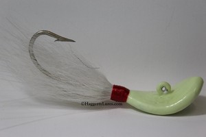 Glow-White-Wobble-Bucktail-Jigs-Saltwater-Surf-Fluke-Fishing-1-4-ounces