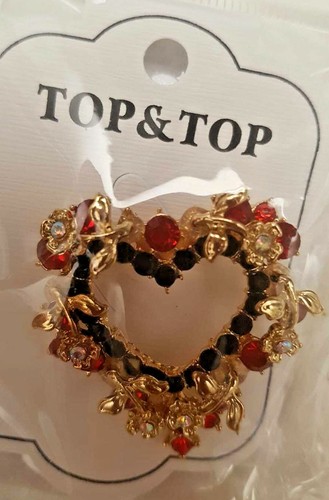 Bonita Broche Corazón con Circonitas Rojo Y Blancos St. Valentino 4cm - Top&top - Imagen 2 de 3