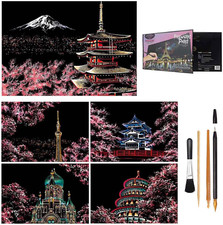 Scratch Art for Adults Kids,Engraving Art Etch Art Scraper Foil Art Paper for 4