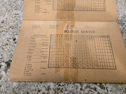 Vintage 1948 Boston Braves vs Brooklyn Dodgers Scorekarte, Autogramm Ed Stanky - Bild 4 von 10