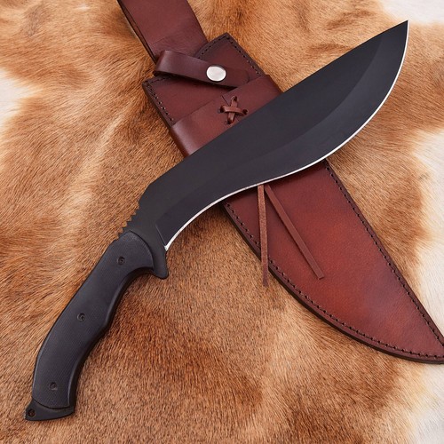 Handmade D2 Steel Powder Coated Hunting Bowie KUKRI Knife Full Tang With Sheath - Picture 6 of 7