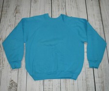 VINTAGE 90s TULTEX BLANK CREWNECK SWEATSHIRT TEAL BLUE SIZE MENS LARGE L