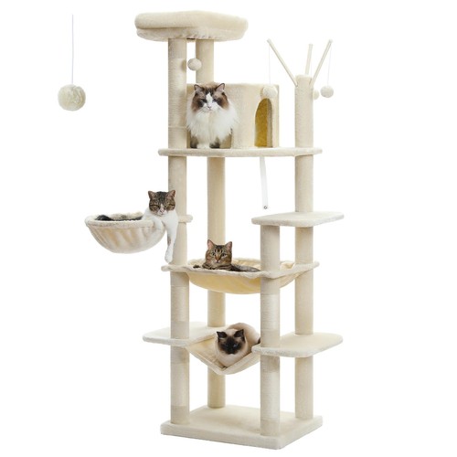 Large Cat Tree Tall Cat Tower for Indoor Cats Multi-level Plush Cat Condo Big - Picture 25 of 33