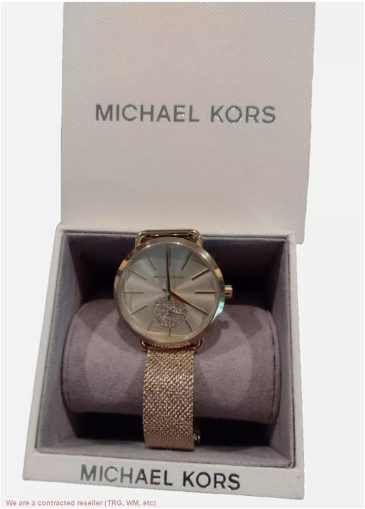 Женские часы Michael Kors Portia с золотым циферблатом - MK3844 В ОТКРЫТОЙ КОРОБКЕ