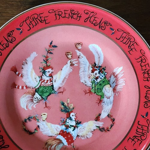 Anthropologie Phannapast Taychamaythakool 12 Días Plato de Navidad 3 Gallinas Francesas - Imagen 4 de 7