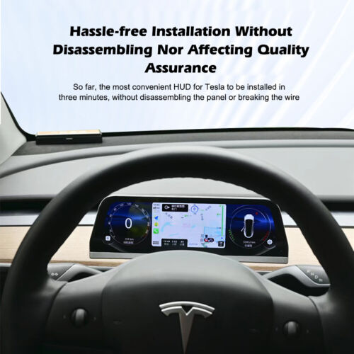 For Tesla Model 3 Y Head-Up Display 9.66 Inch Touch Screen HUD Wireless Carplay - Foto 12 di 24