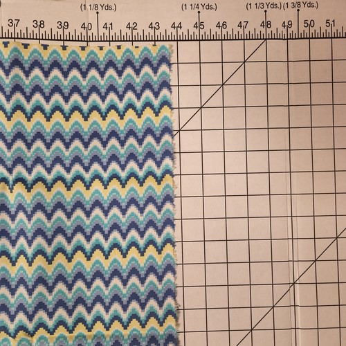 Waverly Inspirations Fabric Cotton Ikat Blue White Green Yellow Wave 36" x 42" - Picture 5 of 5