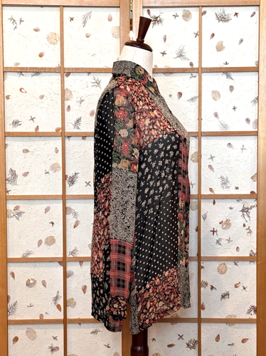 Coldwater Creek Womens Chiffon Top Patchwork Patterned Sheer Long Sleeve Small - Picture 4 of 9