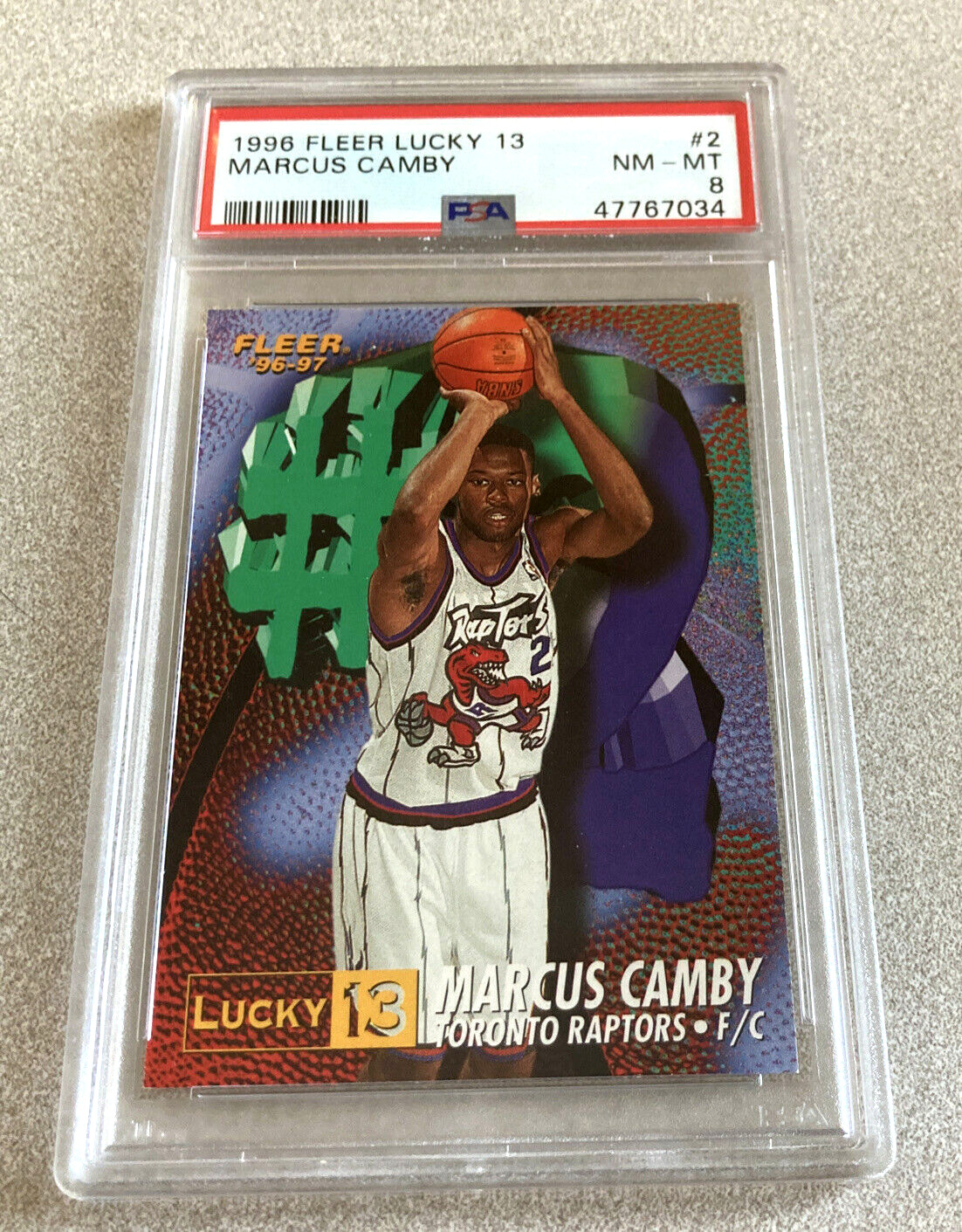 1996 Fleer Lucky 13 #2 Marcus Camby Raptors PSA8 NM-MT