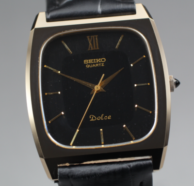 Vintage 1982 Near MINT SEIKO Dolce 5931-5341 Black Qz Men's