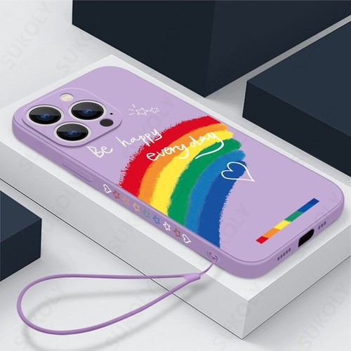 Rainbow Silicone Soft Case Cover For iPhone 15 14 13 12 11 Pro Max XR XS 8 7 SE - Picture 21 of 22
