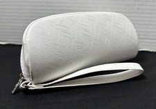 Oakley Glass CASE ONLY White Wristlet Faux Leather Zip Cloth Storage BgW/Logo