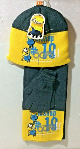 VERY NASTY ME MINIONS SCARF SET GLOVES HAT SCARF HAT AND GLOVES MINION - Picture 2 of 12