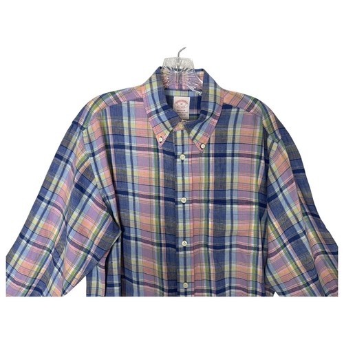 BROOKS BROTHERS Mens Size M Irish Linen Shirt Baird McNutt Plaid Madison - Picture 7 of 15