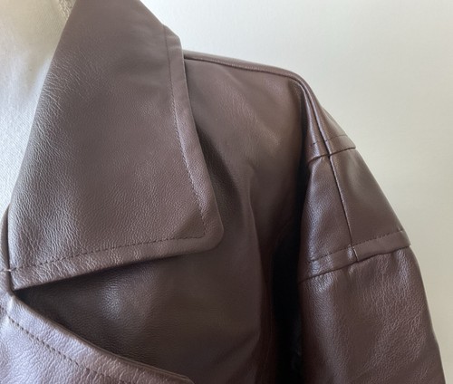 SUPRE Size 14 Chocolate Brown Vegan Leather Trench Coat Jacket Belt NEW BNWT - Picture 5 of 9