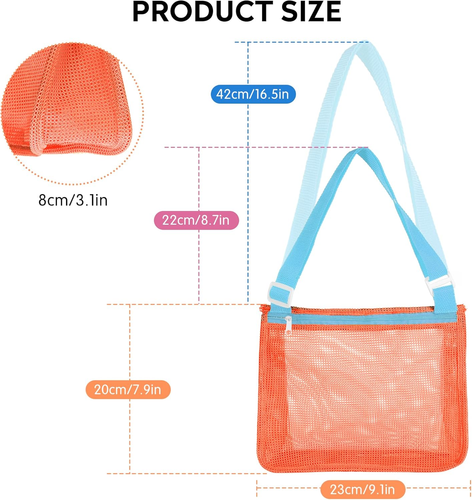Mesh Beach Bag for Holding Toys,Sand Towels Tote for Kids Seashell Collecting,Sw - Picture 4 of 7