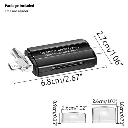 Card Reader OTG Adapter Converter USB C/Micro USB/USB 2.0 to USB/SD/TF 3 Slots - Picture 2 of 9