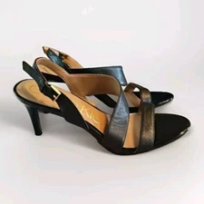 Excellent Condition! CALVIN KLEIN Slingback Heels Women 7.5 Black Leather  R14