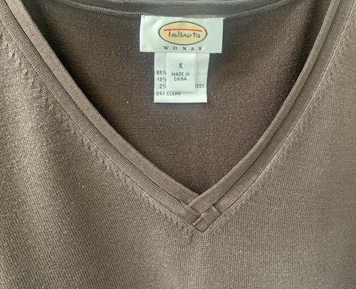 Talbots Woman sweater set 2 pc. brown 1X cardigan+sh sleeve X shell, 85% silk - Picture 4 of 15