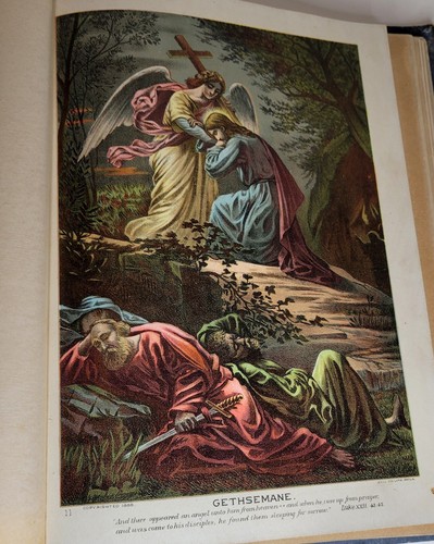 Antique 1887 Religious Bible Book Over 250 Engravings Bright Allegorical Plates - Picture 22 of 23