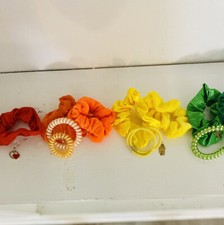 Cute hair accessories. Scrunchie, Hair Ties, Hair Coil ,And Cute Coil Bracelet.