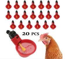20 Poultry Water Drinking Cups Chicken Hen Plastic Automatic Drinker Feeder
