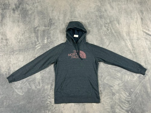 THE NORTH FACE WOMENS JACKET LARGE BLUE HOODIE FLEECE BIG LOGO