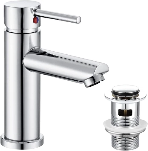 Hapilife Bathroom Sink Washroom Basin Single Lever Chrome Brass Mixer Tap with 