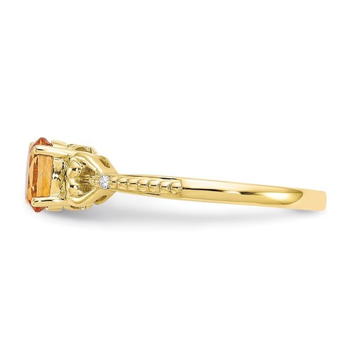 10k Yellow Gold 0.56 Ct Citrine and Diamond Ring for Women Size 7 - Picture 4 of 6