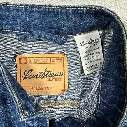 Levi Strauss Levi's Womens Denim Trucker Jacket Sz Juniors Medium (7/9) Med Wash - Picture 12 of 21
