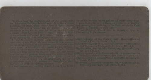 Festival Hall & Fountains Basin St Louis Feria Mundial MO Stereoview 1904 - Imagen 3 de 3