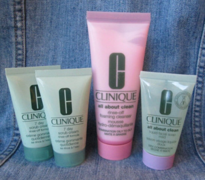 LOT OF 4 CLINIQUE Scrub Cream Foaming Cleanser Liquid Soap BB2