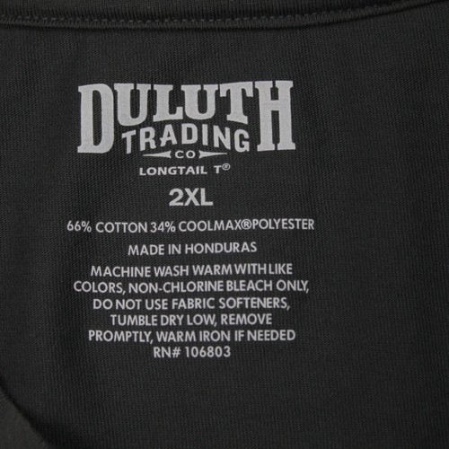 Duluth Longtail-T CoolMax Henley Shirt Mens 2XL XXL Gray Cotton/Poly Blend S/S - Picture 7 of 11