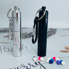 Waterproof Metal Medicine Pill Box Organizer Case Holder Container Keychain