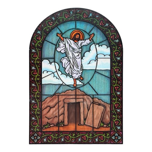 Easter JESUS He Is Risen Empty Tomb Resurrection Stain Glass Image Wall Hanging - 第 4/14 張圖片