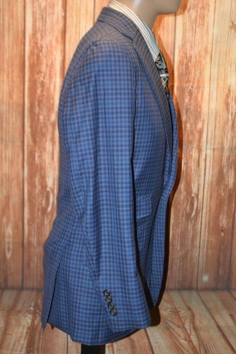 Tom James-EH Men Blue Check Wool Partial Lining Daul Vent Sports Coat Sz 36SH - Picture 6 of 12