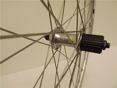 700c ROAD SILVER Double Wall Q/R WHEELS Shimano Tiagra 8-9-10 Cassette Hub WS104 - Picture 4 of 9