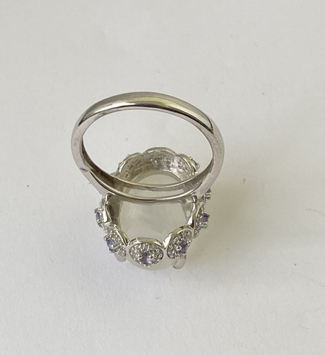STS 925 India, White/clear Rutilated Quartz Blue Shimmer Ring, Size 10 - Picture 8 of 10