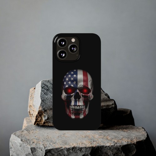 Für iPhone 16 Pro Max, 15, 14, 13-11, Slim Handyhülle, American Skull Flag Cover - Bild 48 von 83