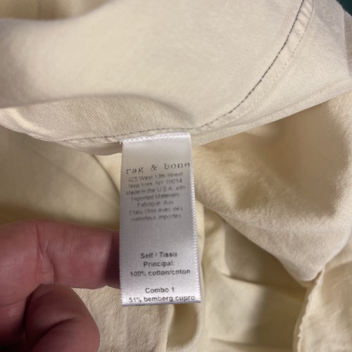 Rag And Bone Shirt Large Long Sleeve Cream Chin Collar Heavy Made In USA Safari - Picture 8 of 9