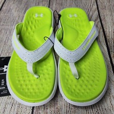 Under Armour Women's Size 8 Ignite Pro Marbella Flip Flop Sandals White Neon
