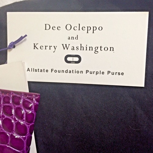 Nuevo bolso de mano Kerry Washington Dee Ocleppo púrpura cocodrilo en relieve nuevo con etiquetas - Imagen 7 de 12