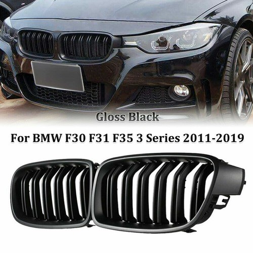 4X Kidney Grill + Carbon Fiber Mirror Caps Cover for BMW F30 12-2018 320i 328i - Picture 2 of 11